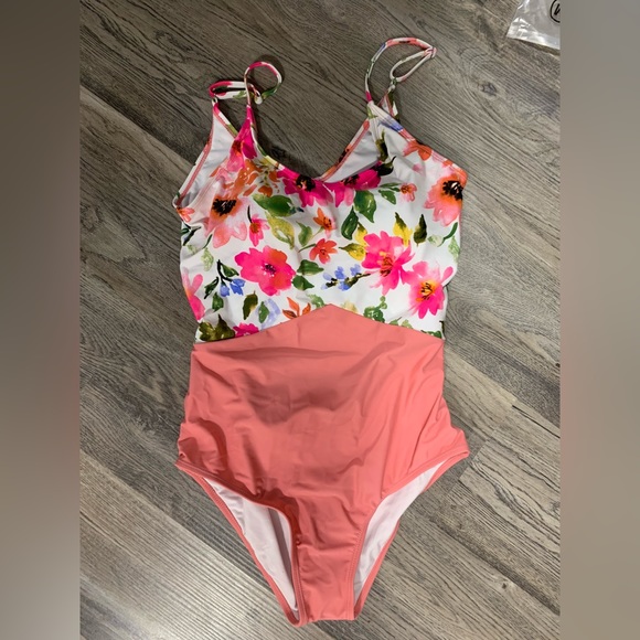 NWT Coral Reef Swim The Sailor, pink floral/watermelon sz M - Picture 2 of 5
